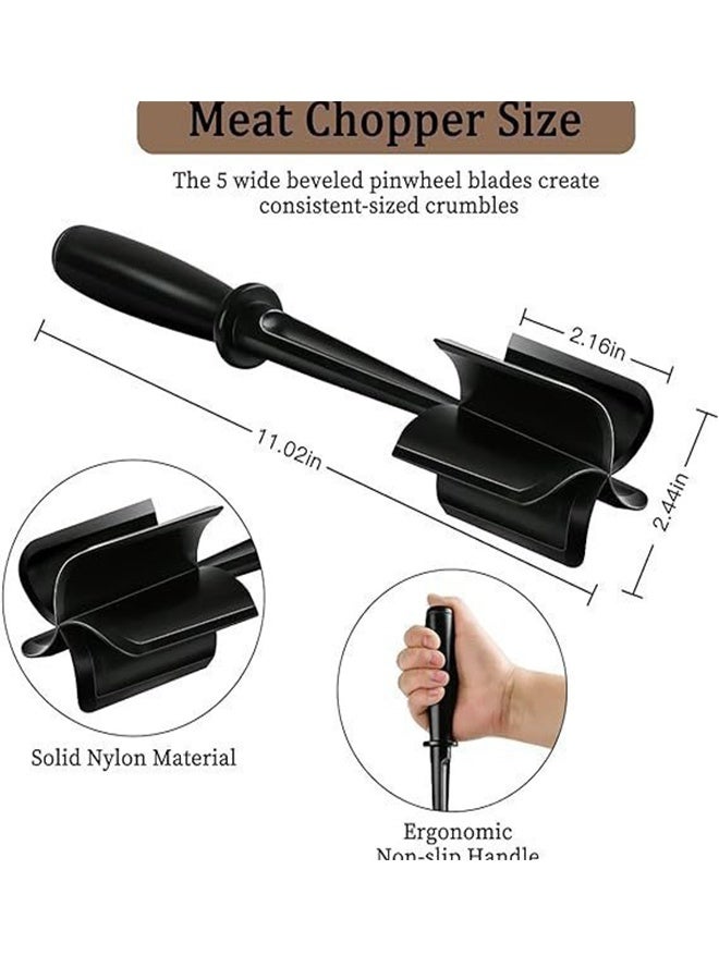 HOMESTAR Meat Chopper, Handheld Heat Resistant Meat Chopper and Mixer, Multi-Function Meat Mincer, Hamburger Grinder, Potato Masher Tool, Meat and Poultry Tenderizer, Kitchen Utensil, Black, 11.02x2.44 Inch - Image 3